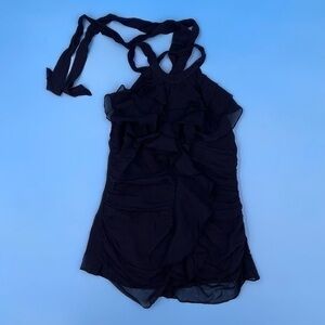 Express Black Strapless Tie-Around Flare Top